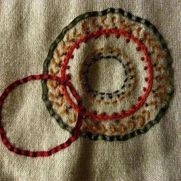 ALFRED DUNNER Beige Vintage Cardigan Gold SWIRL Sweater Zip-Up Womens Sz PS - Picture 5 of 6